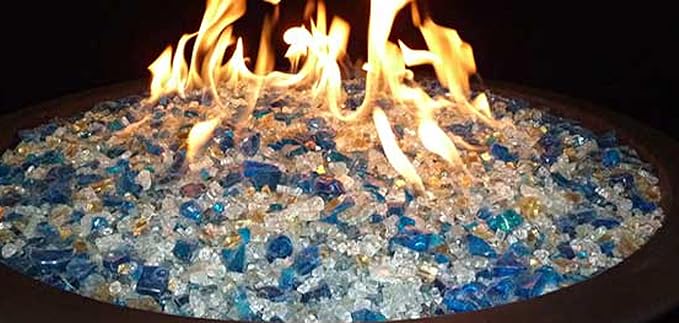 AZ Patio fire Pit Glass for Propane Gas firepit Table in Bahama Blend,10LBS