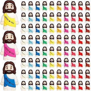80PCS Little Jesus Figures, 10 Color Tiny Jesus Figurines in Bulk, Mini Jesus Figure to Hide and Seek Religious Gifts for Easter Egg Stuffers Fillers Gifts, Christian Gifts for Women Mom (80PCS)