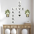TenXVI Designs Live, Laugh, Love - Large Rustic Crossword Tiles for Wall Decor, Big Decorative Square Wooden Letters for Wall Art, Farmhouse Kitchens, Living Rooms, Bedrooms - 5" x 5"
