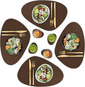 Faux Leather Placemats and Coasters - Set of 4 Round Modern Brown Table Mats for Dining - Heat Resistant, Waterproof & Non Slip Place mat for Indoor & Outdoor - Wipeable for Easy Care (Brown)