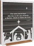 Wooden Nativity Sets & Figures Luke 2:11 Plaque, Christ The Lord Bible Verse Christmas Sign, Modern Farmhouse Holiday Decor, Religious Desk & Wall Art Gift for Christians