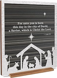 Wooden Nativity Sets & Figures Luke 2:11 Plaque, Christ The Lord Bible Verse Christmas Sign, Modern Farmhouse Holiday Decor, Religious Desk & Wall Art Gift for Christians