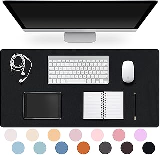 Leather Desk Pad Protector,Non-Slip Desk Pad,on-Slip PU Leather Large Mouse Pad,Easy Clean Desk Protecor Mat,Writing Pad for Office Work/Home/Decor(Black, 31.5" x 15.7")