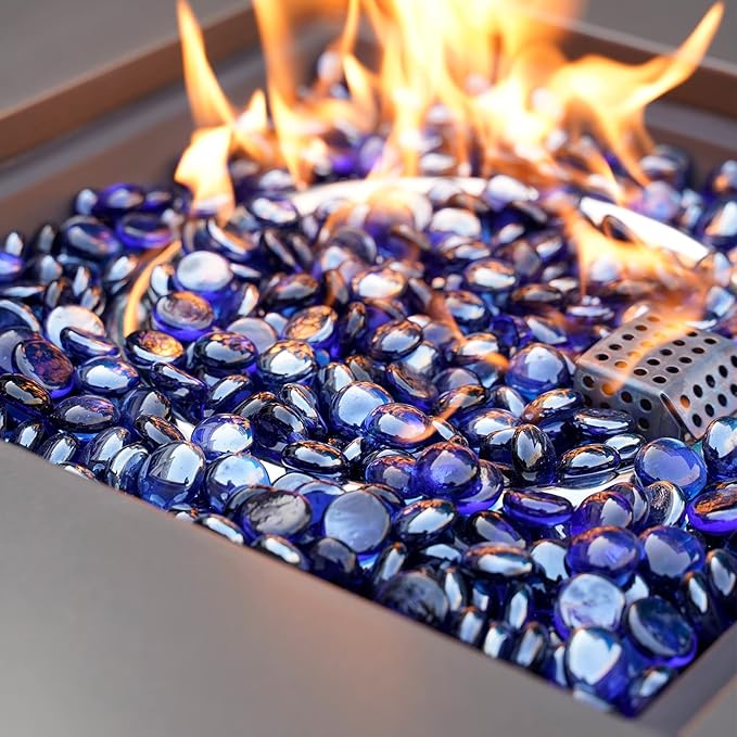 Mr. Fireglass 10 Pound Fire Glass Beads, 1/2" Reflective Round Fire Glass Drops for Fireplace Fire Pit & Lanscaping, High Luster Royal Cobalt Blue (Pack of 2)