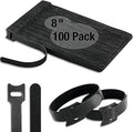 100 PCS 8-Inch Cable Ties, Reusable Cable Management, Under Desk Cord Organizer, Cable Clips and Cord Wrap, Black