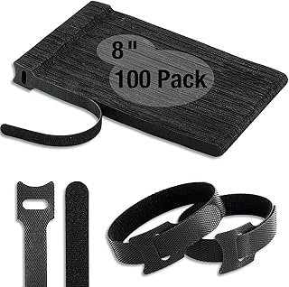 100 PCS 8-Inch Cable Ties, Reusable Cable Management, Under Desk Cord Organizer, Cable Clips and Cord Wrap, Black