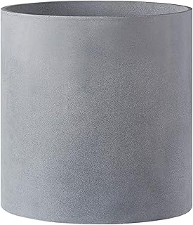 FaithLand 12 Inch Fiberstone Planter - Lightweight Modern Cylinder Plant Pot with Drainage Hole & Plug, Authentic Concrete Look, Gray