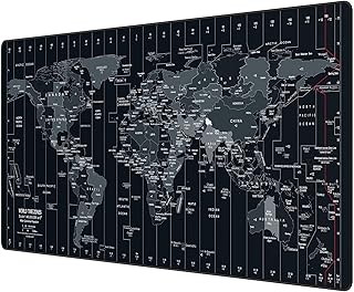 Large Mouse Pad 35.4x15.7 Inch World Map - XXL Gaming Desk Mat with Non-Slip Rubber Base, Stitched Edges | Keyboard and Mouse Pad for Gaming/Office | Portable Desk Pad