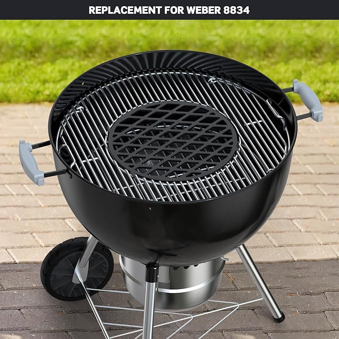 Skyflame Charkettle Cast Iron Gourmet BBQ System 11.8 Inch Sear Grate Replacement for 8834, Thick Searing/Cooking Grid, Compatible with 22-1/2 inch Weber Charcoal Grills