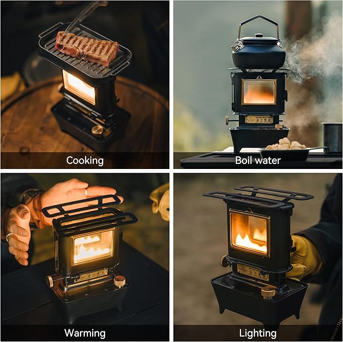 Thous Winds Camping Oil Lantern, Fuel Lamp for Outdoor Lighting Portable Stove for Cooking Warming, Black