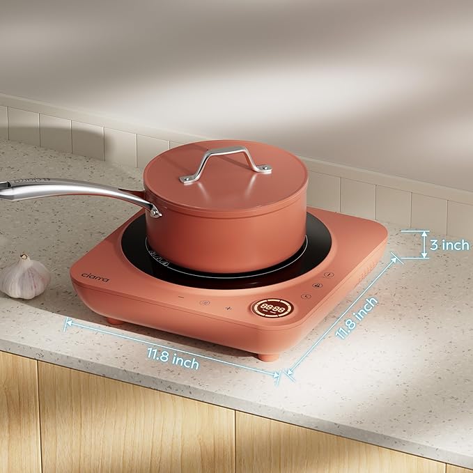 CIARRA CATIH1A-O Portable Induction Cooktop, Slim Single Electric Countertop Burner with Sensor Touch and Digital time, Orange