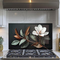 Evgosm Tempered Glass Backsplash for Kitchen, Flowers Stove Splashback, Glass Backsplash, Used for Kitchen Wall Protection and Decoration, Easy to Install and Clean. (30x18'')