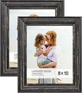 Langdon House 8x10 Real Wood Picture Frames (Barnwood Black - Gold Accents, 2 Pack), French Country Style Wooden Photo Frame 8 x 10, Lumina Collection