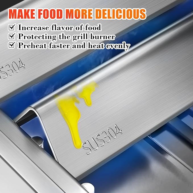 7635 15.3 Inch SUS304 Flavorizer Bars for Weber Spirit I & II 200 Series - E210, S210, E220, S220 with Front Control Knobs, Flavor Bars for Weber GS4 Spirit Grill Replacement Parts 7635 67045