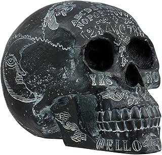 Ebros Black Solar Astrology Paranormal Ouija Spirit Skull Statue 8.5" Long Supernatural Occultist Witchcraft Medium Sculpture As Home Decorative Halloween Party Centerpiece