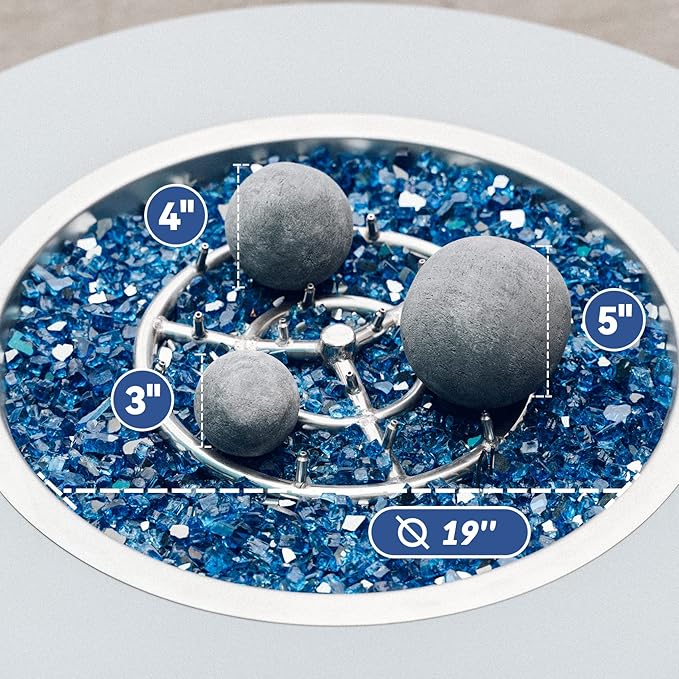 Skyflame Ceramic Fireplace Balls, 3 Inch, Gray, Set of 15 Round Fire Stones Set for Indoor and Outdoor Fire Pits or Fireplaces Accessory