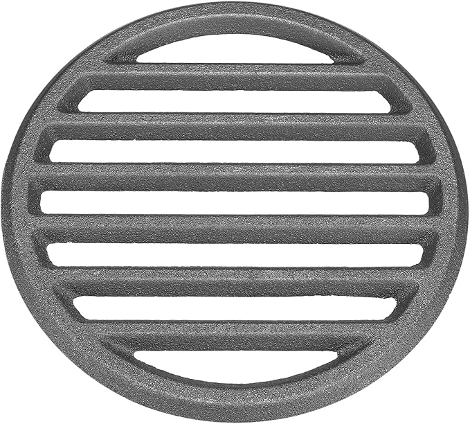PATIKIL Cast Iron Fire Grate, 7" Round BBQ Grill Grate Replacement High Heat Charcoal Plate Fire Bottom Grate Grilling Accessories 6 Slots for Grilling Barbecue