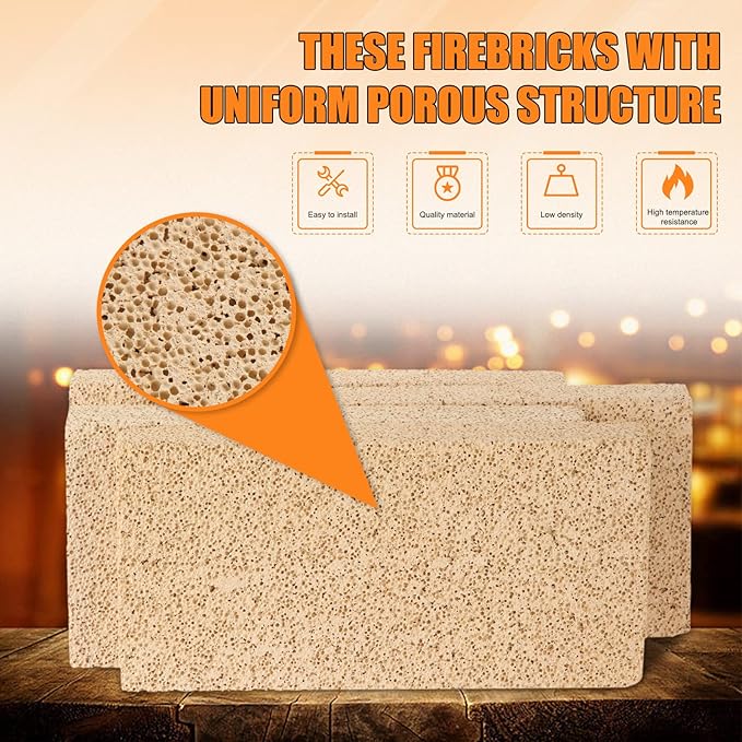 Ripeng 30 Pcs Insulating Fire Brick 3200F Rated Wood Stove Fire Bricks for Fireplaces Blacksmith Forges Heat Oven Kilns Insulation Block for Metal Clay Firing, Jewelry Soldering (9 x 4.5 x 1.25 Inch)