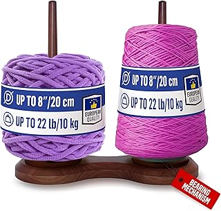 BarvA Double Yarn Ball Holder One Lb Cupcake Spindle Sewing Thread Big Base Fiber Crocheting Tool Kit Wool Skein Cord Organizer Tape Rope Storage Lazy Susan Stand Knitting Embroidery Accessory Gift
