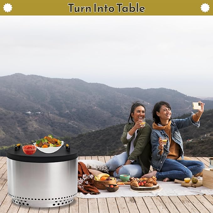 27.5" Round Metal Fire Pit Cover Lid – Heavy-Duty Steel Fire Pit Top for Outdoor Use, Fire Table Lid for Gas or Wood Firepits with Heat-Resistant Coating