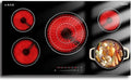 36 Inch Electric Cooktop, 5 Burner Electric Cooktop Bulit in, 9200W, 9 Power Levels, Electrics Stove with Timer, Safety Lock, Pause, 220V-240V Hard Wire