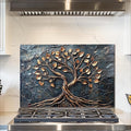 fzxwyishu Tree of Life,Tempered Glass Backsplash For Kitchen Behind Stove,Easy to Clean Kitchen Sink Cover Splash Guard, Home Kitchen Décor (grey, 30"x20"(76.2x50.8cm))