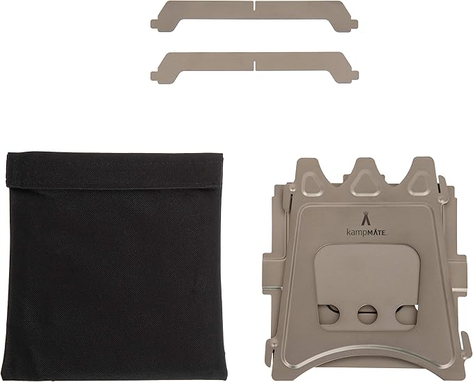 Portable Camping Stove Wood, Wood Stove Camping, Outdoor Compact Campfire, Survival Cooking Gear, Backpacking Stoves, Emergency Backpack Stoves, Hiking Burner, Foldable with Nylon Case (Titanium)