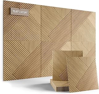 Fluxynara Large Felt Bulletin Board,Cork Board Alternative 70.87'' x 47.24'' Art Acoustical Wall Panels-6 Pack with 60 Adhesive Tabs,for Recording Studio/Home Offices-Natural Oak/Diamond