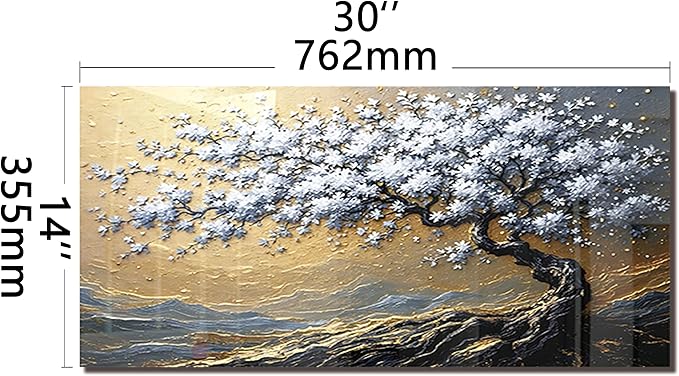 DAIFURONGE Tempered Glass Backsplash for Kitchen, Tree of Life Art Stove Backsplash Protector - Easy to Clean Wall Decor (Art Deco 4, 30"x14"(76.2x35.56cm))