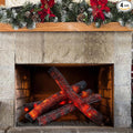 Tuanse 4 Pcs 16 in Flameless Fake Fire Log Spring Summer Beach Camping Themed Party Decorations Fake Campfire Battery Operated Artificial Fire Pit for 4th of July Easter Party Decor