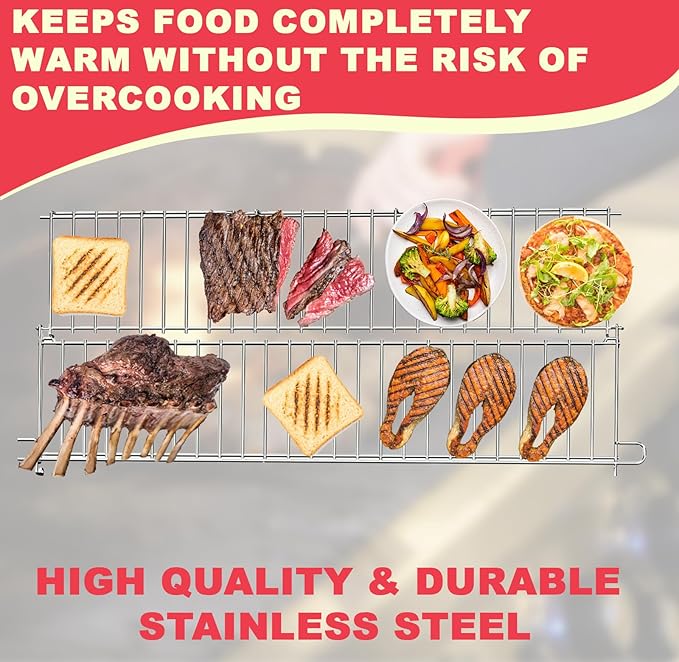 66044 Warming Rack for Weber Genesis II GS4 300 Series Genesis 2 E310 S310 E330 E315 S315 S335 Grill Parts Upgrade Foldable Warming Rack for Weber 61015764 Accessories SUS304 Stainless Steel 25 3/4"