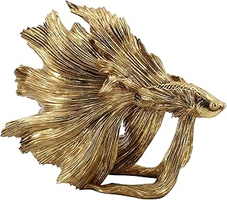 Guichifun Collectible Figurine Goldfish Statue Decor - Betta Sculpture Decoration Luckly Wealth Resin Fish Figurines Office Shelf Sculpture Home Decor Birthday Gifts for Father 14 X 6 X 13 inch