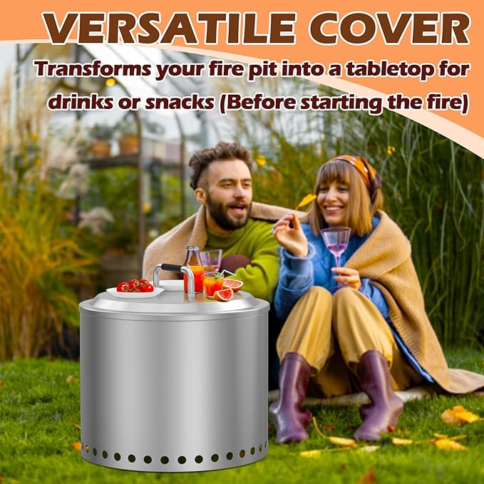Fire Pit Lid for Solo Stove Bonfire 19.5" Accessories, Round Fire Pit Cover for Solo Stove Lid Bonfire 2.0, Stainless Steel Lid with Handle for Solo & 19.5" Firepit Camping Accessory