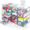 VZKAH Acrylic Organizer with Drawers | 20 Drawers 4 Sets | Desk Organizer and Storage, Clear Makeup Organization, For Office/Art Supply/Craft Storage and Organization