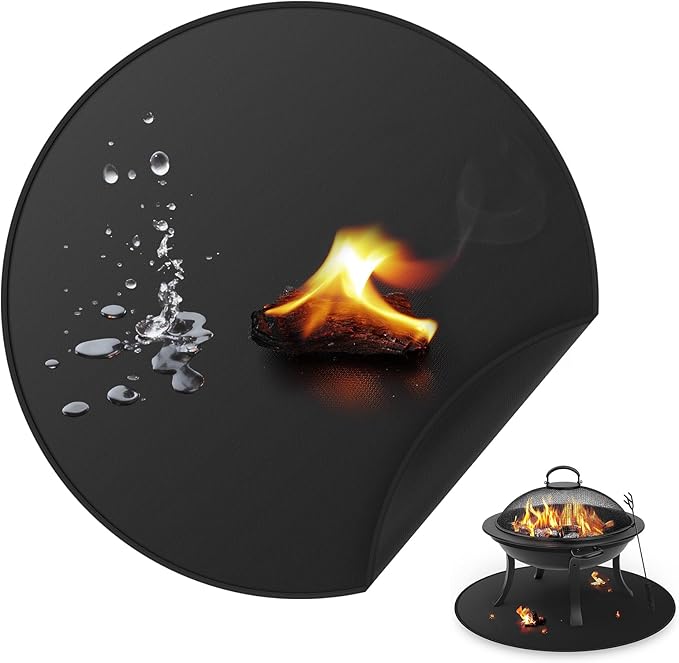36inch Fire Pit Mat, Round Under Grill Blanket for Outdoor Grill, Fireproof Mat, Oil Proof Waterproof Under Floor BBQ Accessories Protector for Solo Stove Accessories
