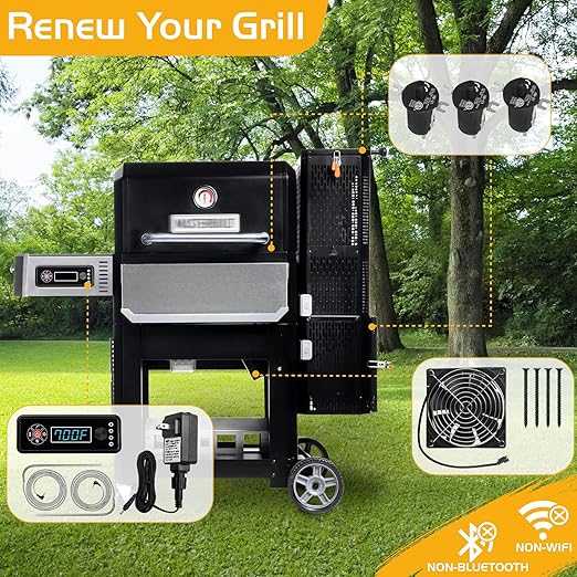 Non-WiFi/Bluetooth Smoker Parts for Masterbuilt Gravity Series 560 800 1050 Control Panel Replacement Fan Kit Power Adapter Cords Hopper Lid Door Switch Digital Charcoal Grill MB20041020 MB20040122