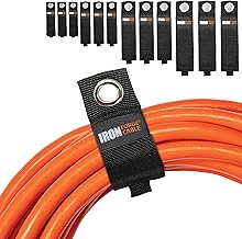 Iron Forge Cable Extension Cord Wrap Organizer, 12 Piece Multi-Pack - 3 Pieces of Small, Medium, Large, and XL Hook and Loop Hanger Wraps Up to 50 lbs