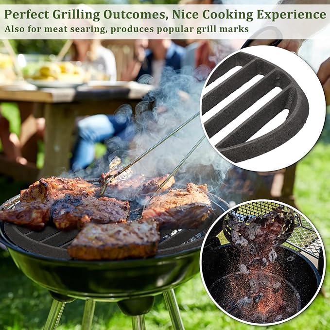 Cast Iron Bottom Fire Grate - 11 Inch Round BBQ Grill Grate Replacement, High Heat Charcoal Plate Bottom Grate Grill Parts, Fireplace Grate for Fire Pit Project BBQ Accessories Parts