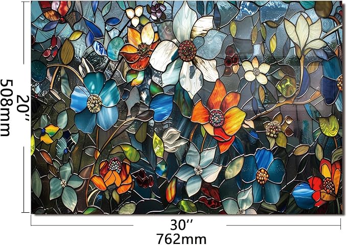 Evgosm Tempered Glass Backsplash for Kitchen， Stove Splashback, Pixel Flower Glass Backsplash, Used for Kitchen Wall Protection and Decoration, Easy to Install and Clean. (30x20'')