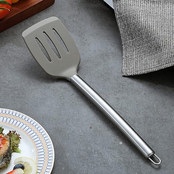 Berglander Spatulas, Non-stick Silicone Slotted Turner Turner For Cooking, Kitchen Spatula Barbecue Spatulas, Dishwasher Safe, Easy to Clean