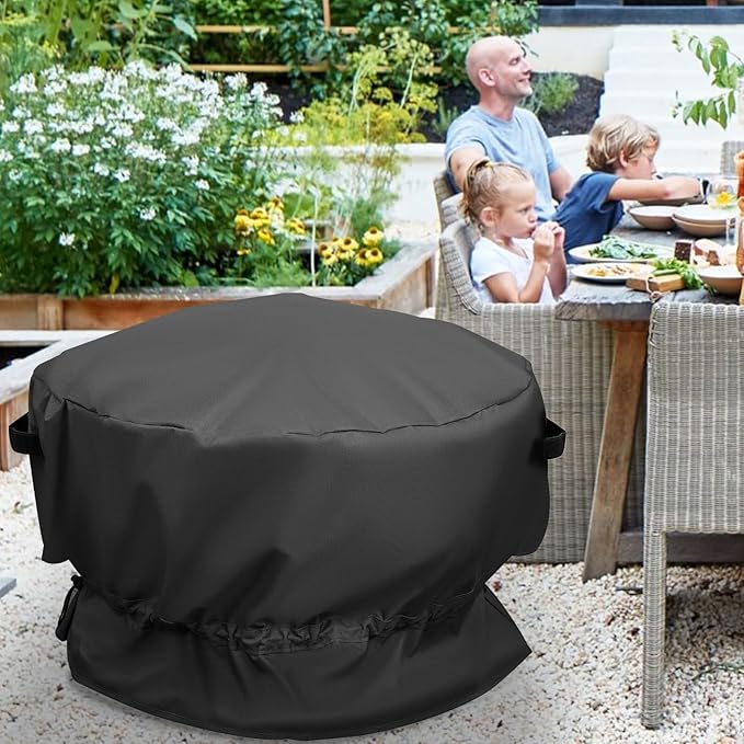 Fire Pit Cover for Cuisinart 24” Cleanburn Smokeless Fire Pit COH-800, Replacement for Cuisinart CHC-801 Cover, Durable 600D Waterproof Snowproof Rip-Resistant Polyester