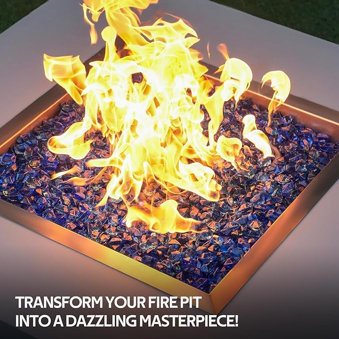 Mr. Fireglass 1/2-Inch Polygon Fire Glass for Fireplace Fire Pit & Lanscaping, 10 Pounds High Luster Pacific Blue