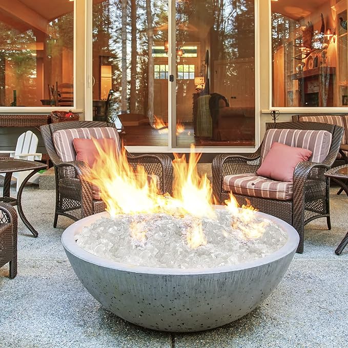 Mr. Fireglass Crushed Fire Glass for Natural or Propane Fire Pit, 10 Pounds Decorative Recycled Fireplace Glass Rocks for Fire Pit Fireplace and Landscaping, High Luster Crystal Ice