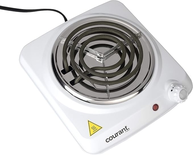 Courant Electric Burner, Countertop Single coiled portable Hotplate 1000W, White