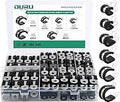 OURU 56PCS Cable Clamps Assortment Kit,6 Sizes—1/4" 5/16" 3/8" 1/2" 5/8" 3/4" Stainless Steel Rubber Coated Cushioned Insulated Cable Clamp,Automotive Cable Wire Clamps,Pipe Clamps,Metal Clamp