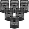 Segarty 6 Pack Black Steel Mesh Pen Cups Desk Pen Pencil Holder, Round Pen Container Pencil Cups Desk Organizers for Home Office