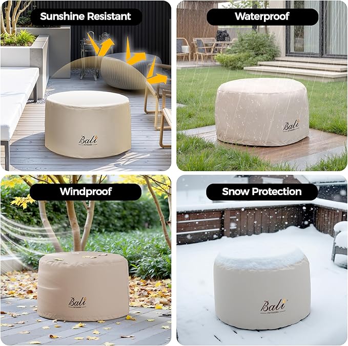 BALI OUTDOORS Round Fire Pit Covers Waterproof and Weather Resistant PVC Material, 33.07"D 18.50"H, Brown