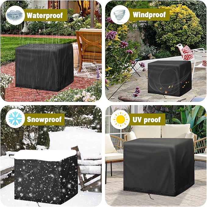 Fire Pit Table Cover for Electactic 20" Square Smokeless Propane Fire Pit Table, Waterproof Outdoor Fire Tables Fireplace Cover-20"D x 20"W x 24.5"H