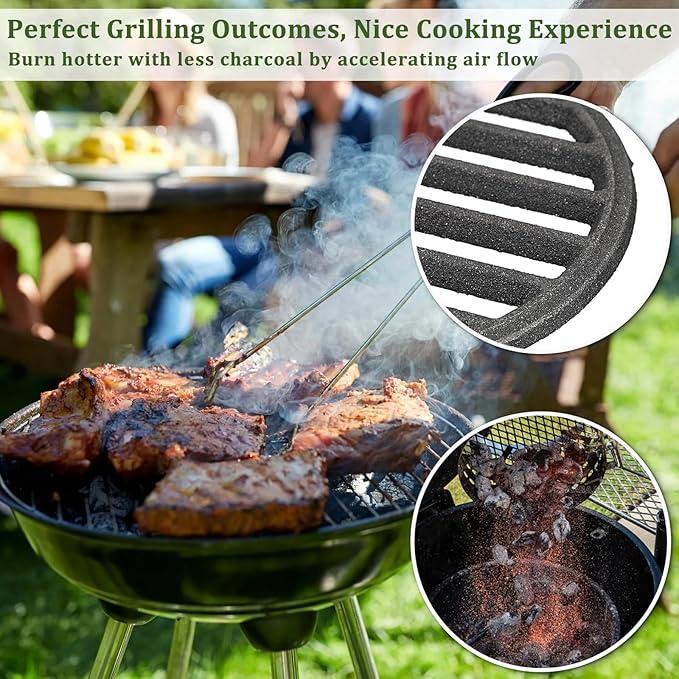 Cast Iron Bottom Fire Grate - 7.5 Inch Round BBQ Grill Grate Replacement, High Heat Charcoal Plate Bottom Grate Grill Parts, Fireplace Grate for Fire Pit Project BBQ Accessories Parts