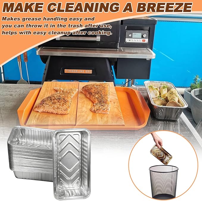 Grill Drip Pan Liners for Traeger Timberline 850 and 1300 (Gen 1 and 2 Models) Pellet Grills, BAC404 & BAC582 Aluminum Grease Trays Replacement Parts for Traeger Timberline Pellet Grills, 30 Packs